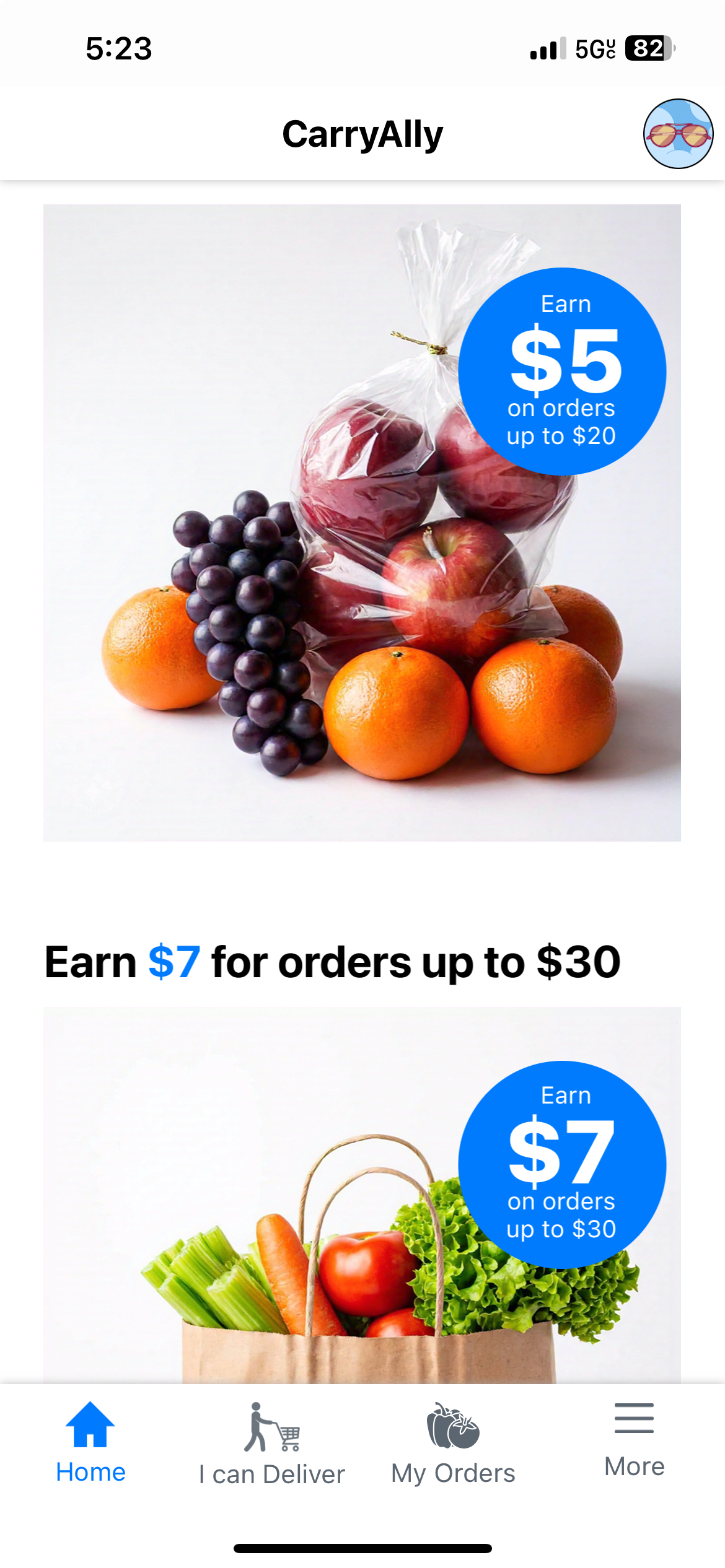 CarryAlly App Screenshot showing earning opportunities